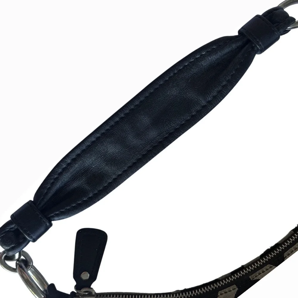 COACH Kristin Op Art Sateen Hobo Bag, Black and Gray Monogram, Shoulder/Hand Bag